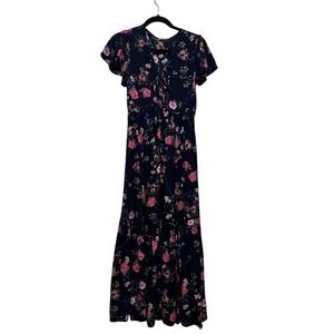 Gap Navy Blue Floral Maxi Sundress Cottagecore Romantic Fairycore Preppy Spring